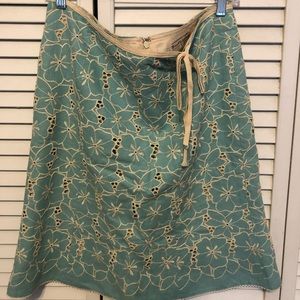 EUC Vintage Nanette Lepore Teal & Cream Skirt